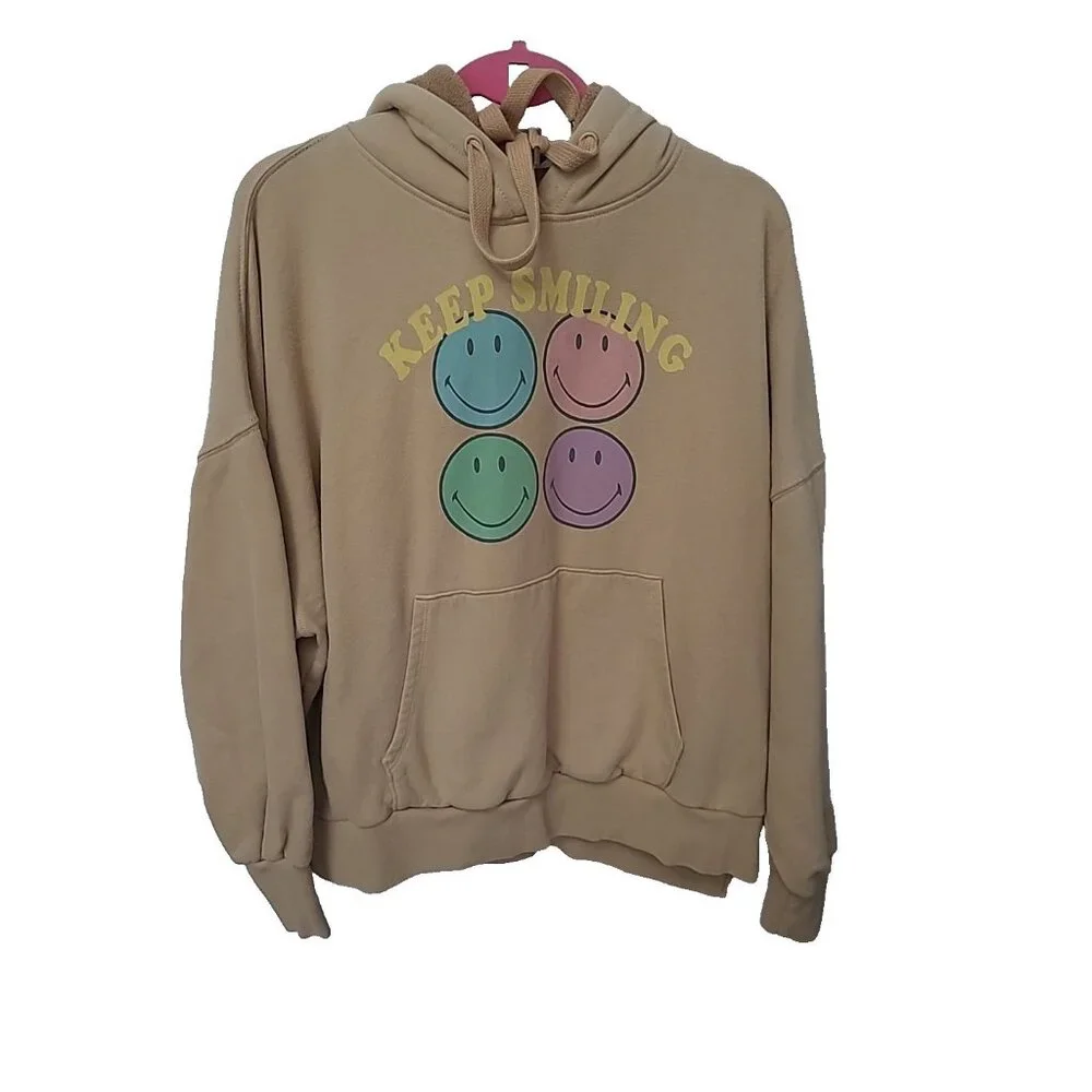 American Eagle Women Pullover S Big Hugs Keep Smiling Graphic Oversized Hoodie‎